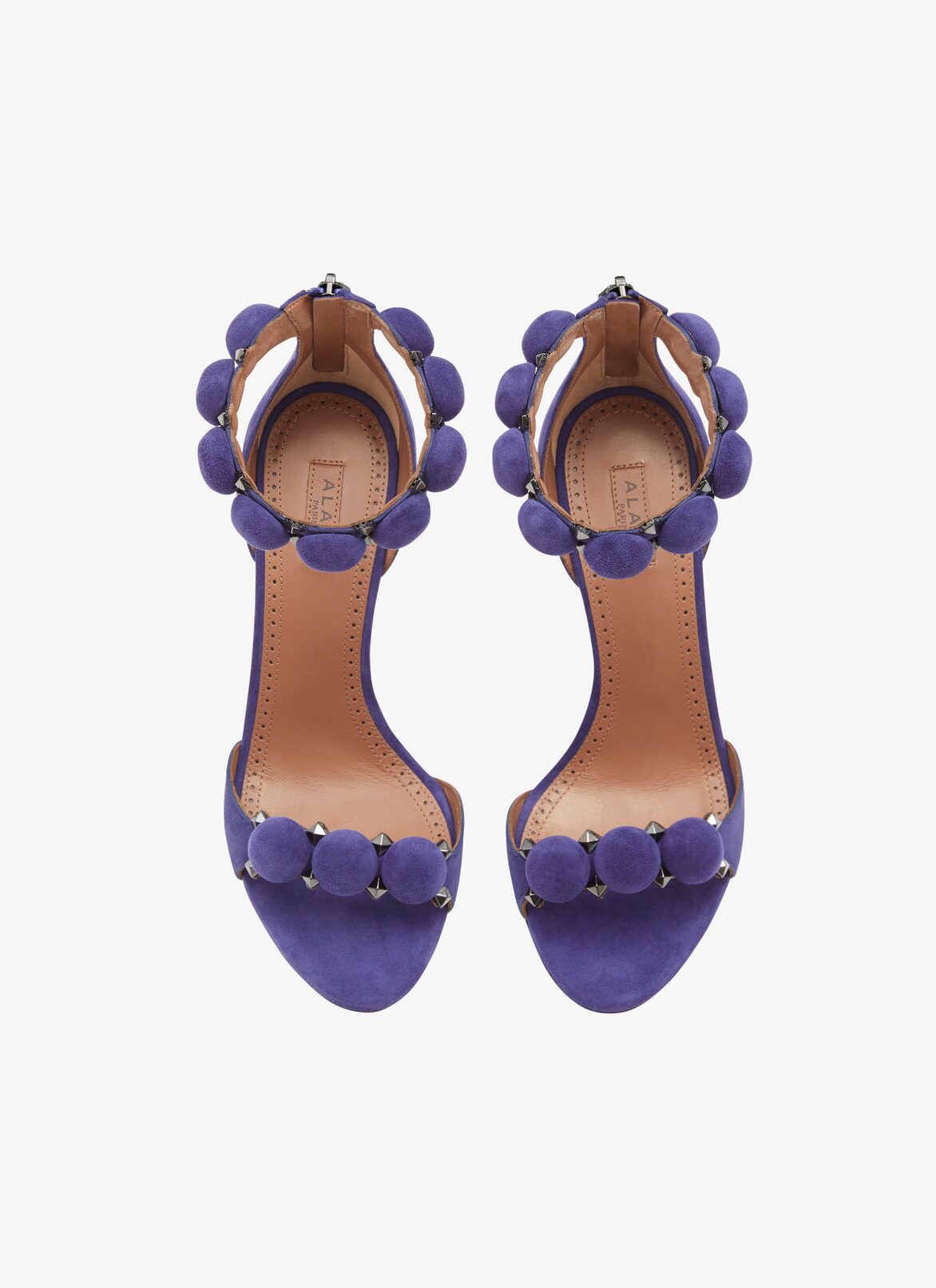 Bombe sandals in suede goatskin ALAÏA PURPLE BOMBE SANDALS IN SUEDE GOATSKIN